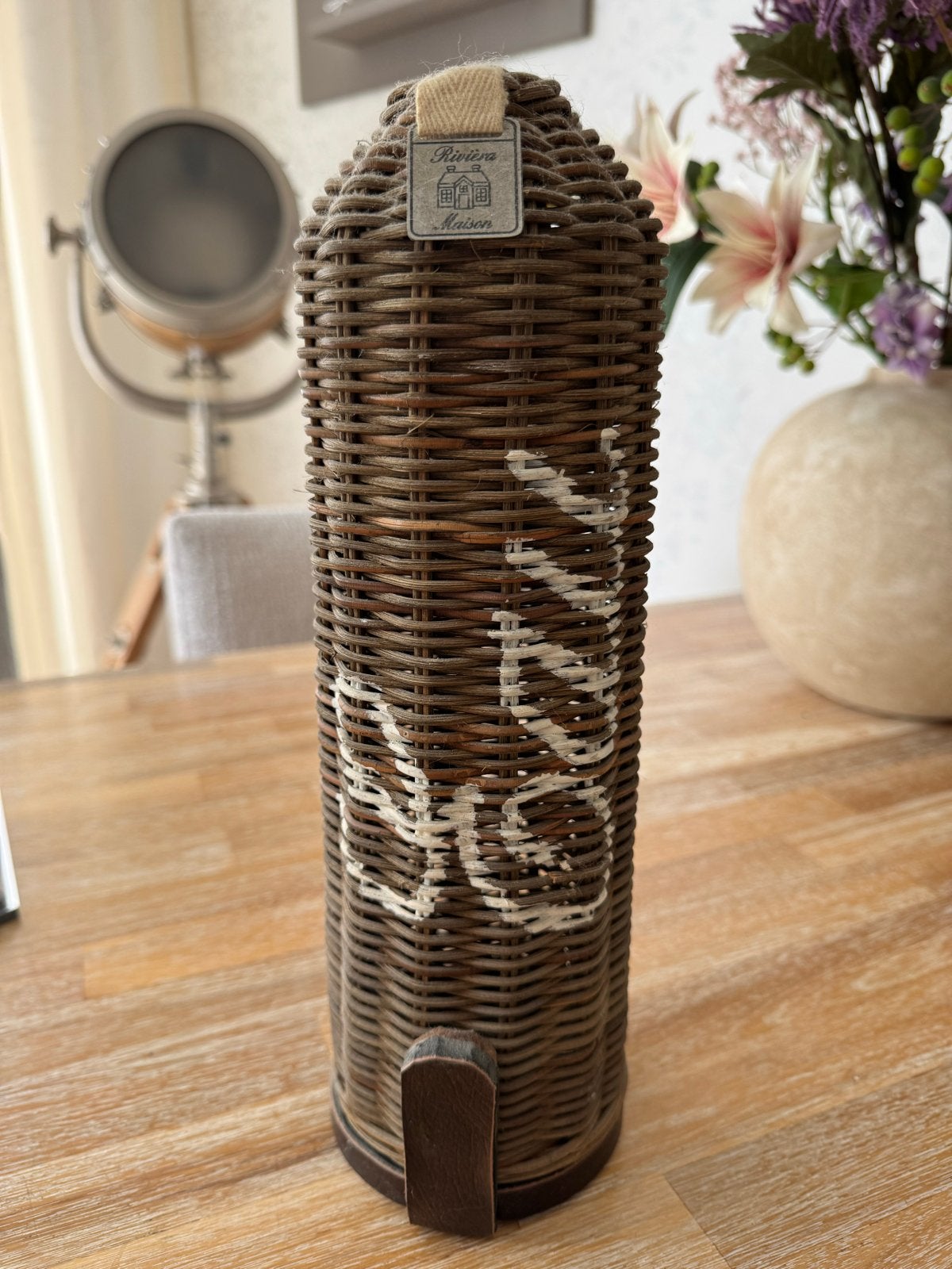 Riviera Maison Rattan Fleshouder, Ophalen, Natuurlijk materiaal, Bruin, Landelijk