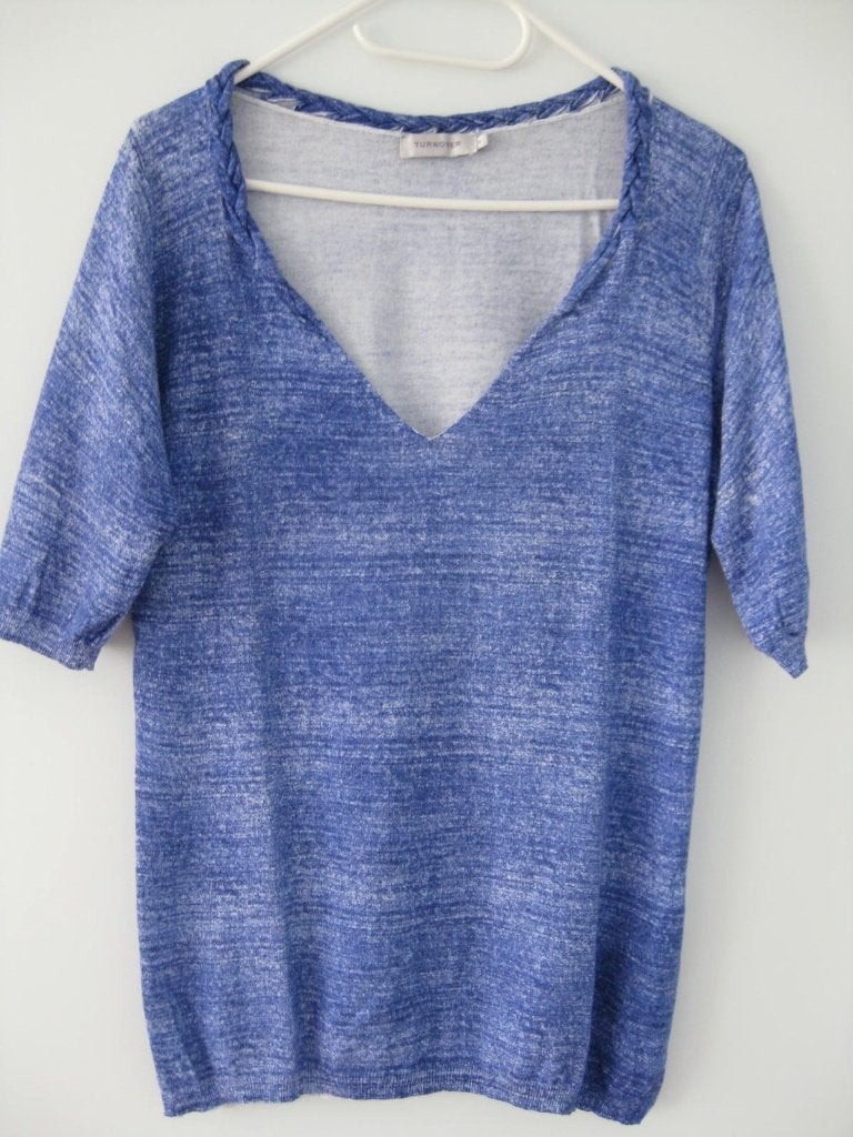 Top Turnover maat M., Blauw, Turnover, Korte mouw, Gedragen