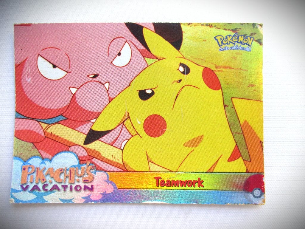 Pokeman Card Pikachu`s Vacation~Teamwork~Pokémon~nr 54, Ophalen of Verzenden, Gebruikt, Losse kaart, Foil