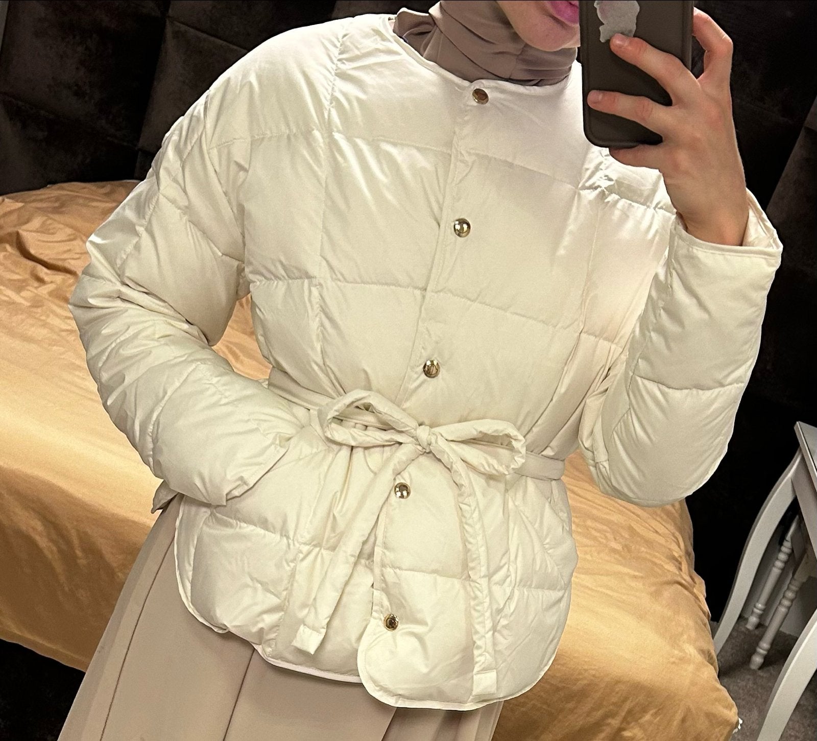 Moncler jas maat 3/L, Ophalen of Verzenden, Zo goed als nieuw, Maat 42/44 (L), Beige