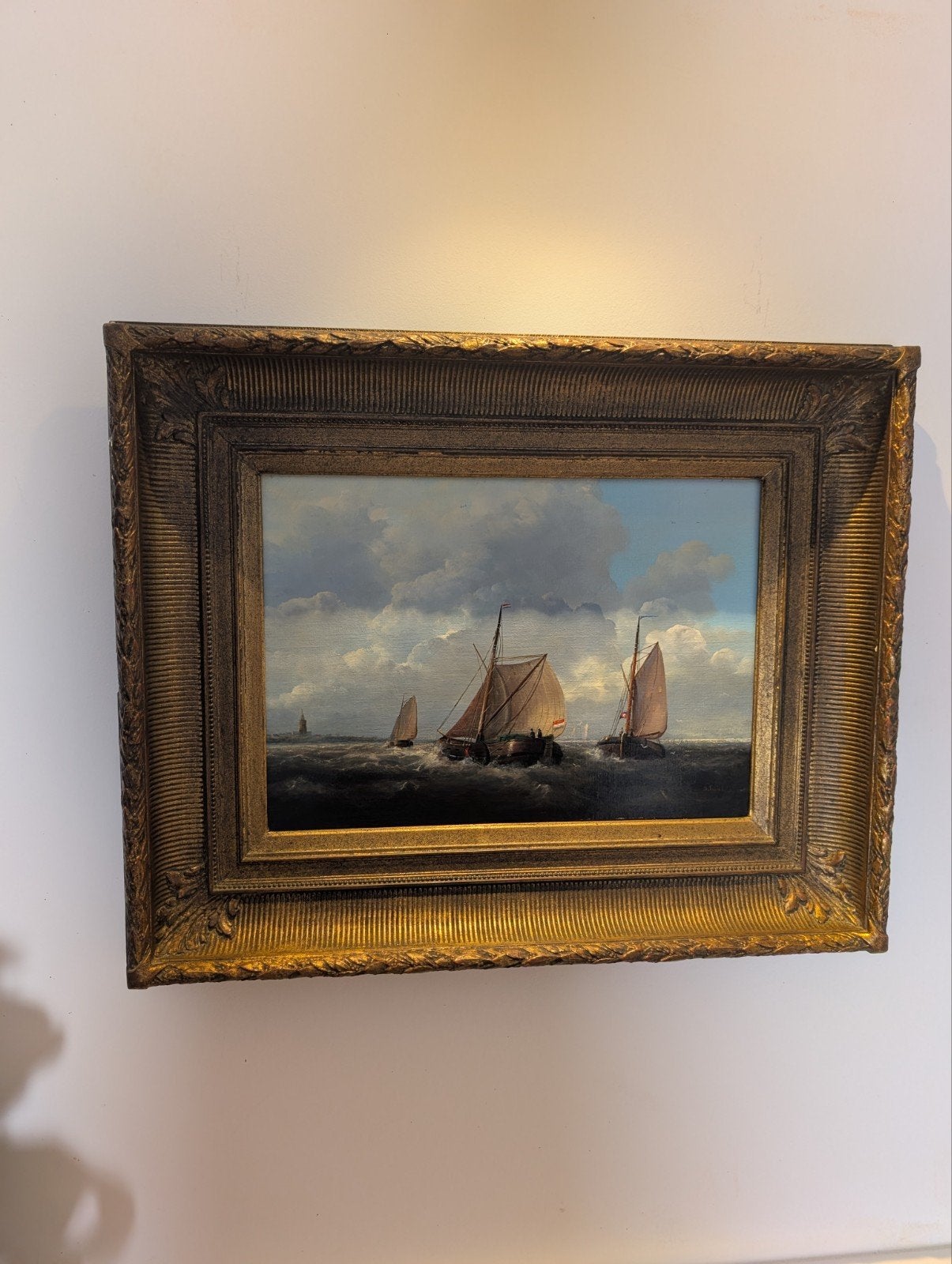 Prachtig Schilderij S. Twint  Schepen Houten Lijst, Ophalen