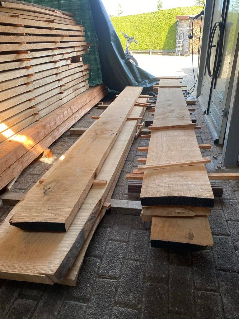 Winddroge Essen / Esdoorn Planken - 5/6 cm dik, 3 meter lang, Doe-het-zelf en Verbouw, Hout en Planken, Gebruikt, Ophalen of Verzenden