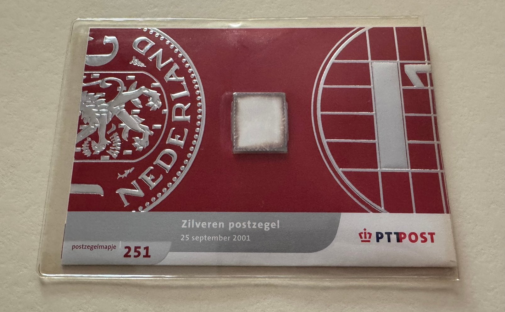 Zilveren postzegel 12,75 gulden 2001 mapje 251 zilver, Postzegels en Munten, Postzegels | Nederland, Ophalen of Verzenden, Postfris