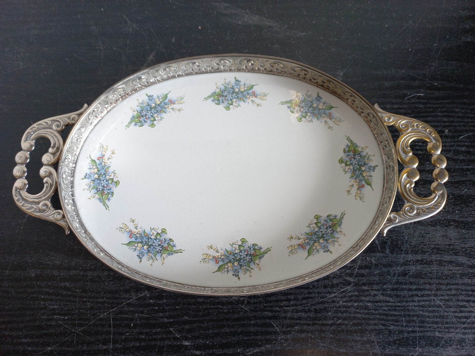 Decoratief dienblad met bloemmotief, 32 cm breed, Ophalen of Verzenden