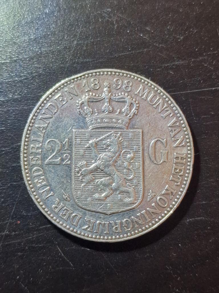 Zilveren rijksdaalder 1898, Postzegels en Munten, Munten | Nederland, Zilver, Ophalen of Verzenden, Koningin Wilhelmina, Losse munt