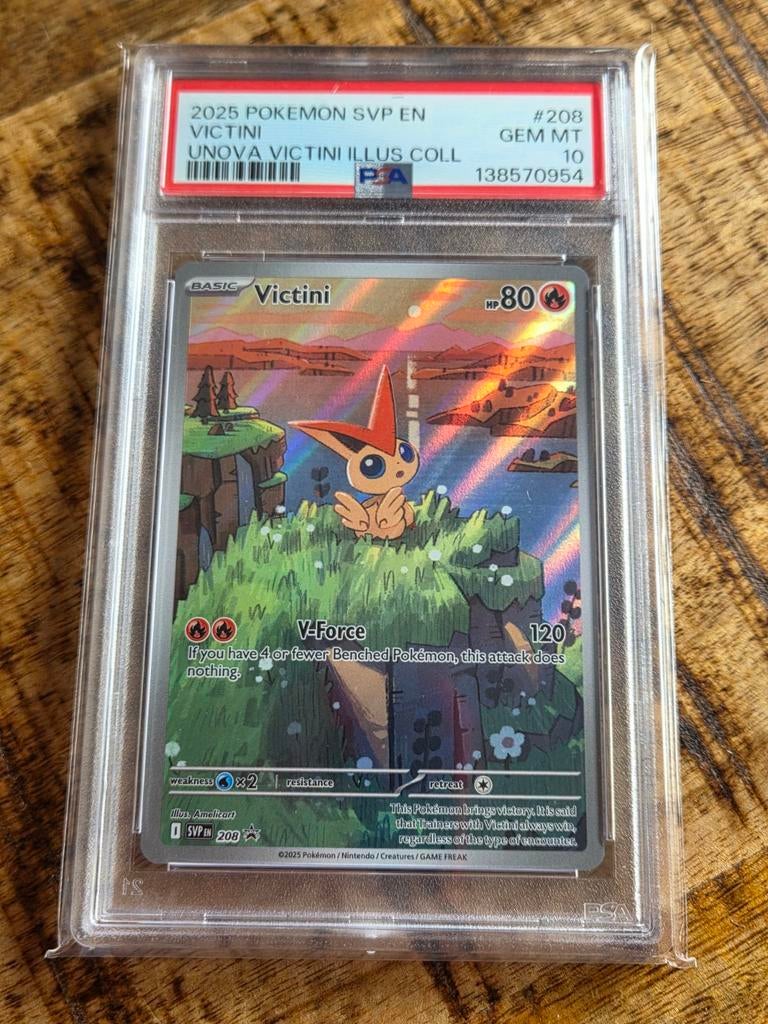 Victini #208 PSA 10 GEM MT - Pokémon Kaart Slab, Ophalen of Verzenden, Zo goed als nieuw, Losse kaart, Foil