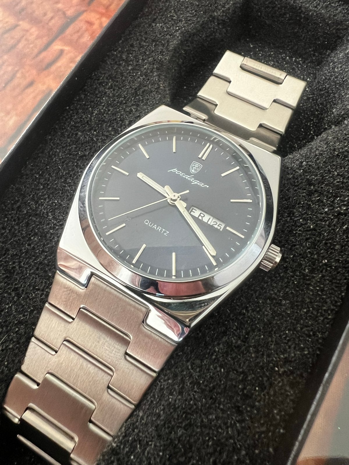 Poedagar Heren Horloge - Quartz, Roestvrij Staal, Sieraden, Tassen en Uiterlijk, Overige merken, Staal, Polshorloge, Nieuw