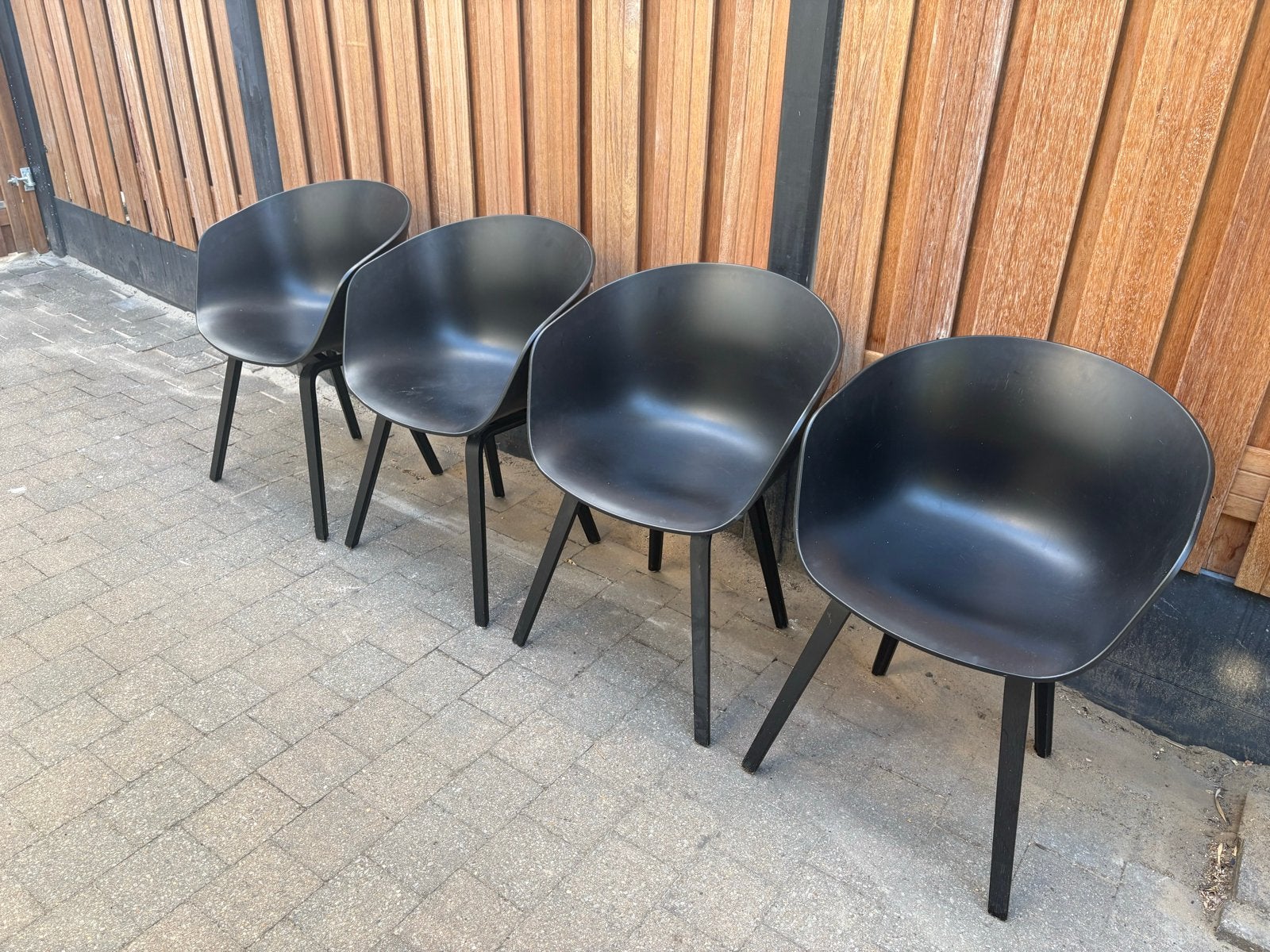 Set van 4 HAY About a Chair AAC22 stoelen, Ophalen, Kunststof, Gebruikt, Zwart