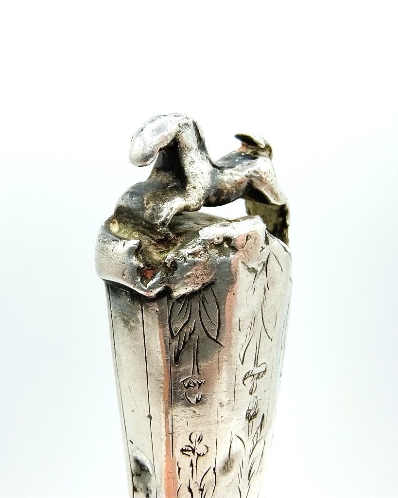 Museaal Fries zilveren mesheft met stalen lemmet, 1681, Antiek en Kunst, Antiek | Goud en Zilver, Verzenden, Zilver
