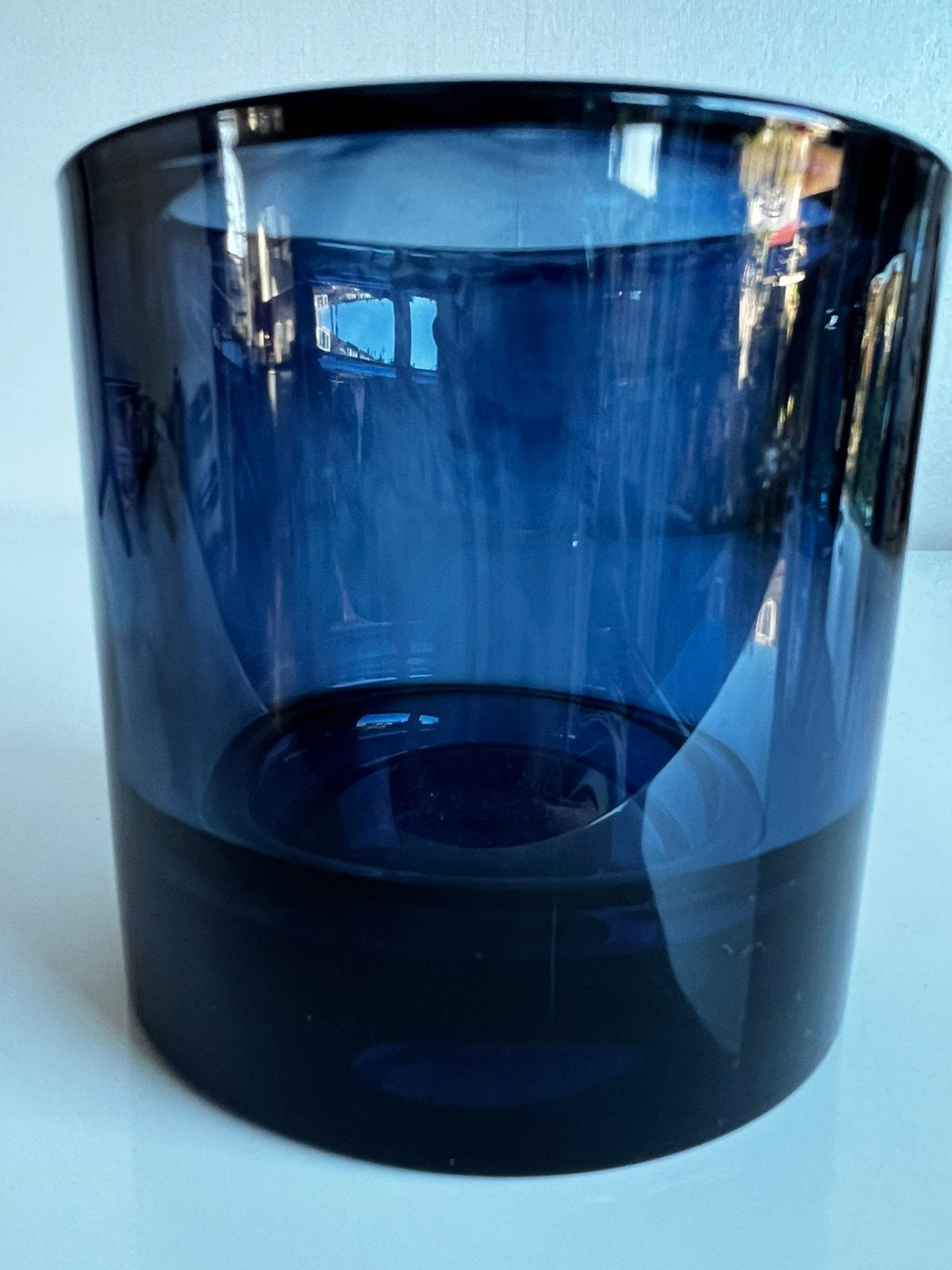 Iittala Kivi Glas Kandelaar Blueberry Blue Flame 80 mm, Huis en Inrichting, Waxinelichthouder, Ophalen of Verzenden, Iittala, Glas