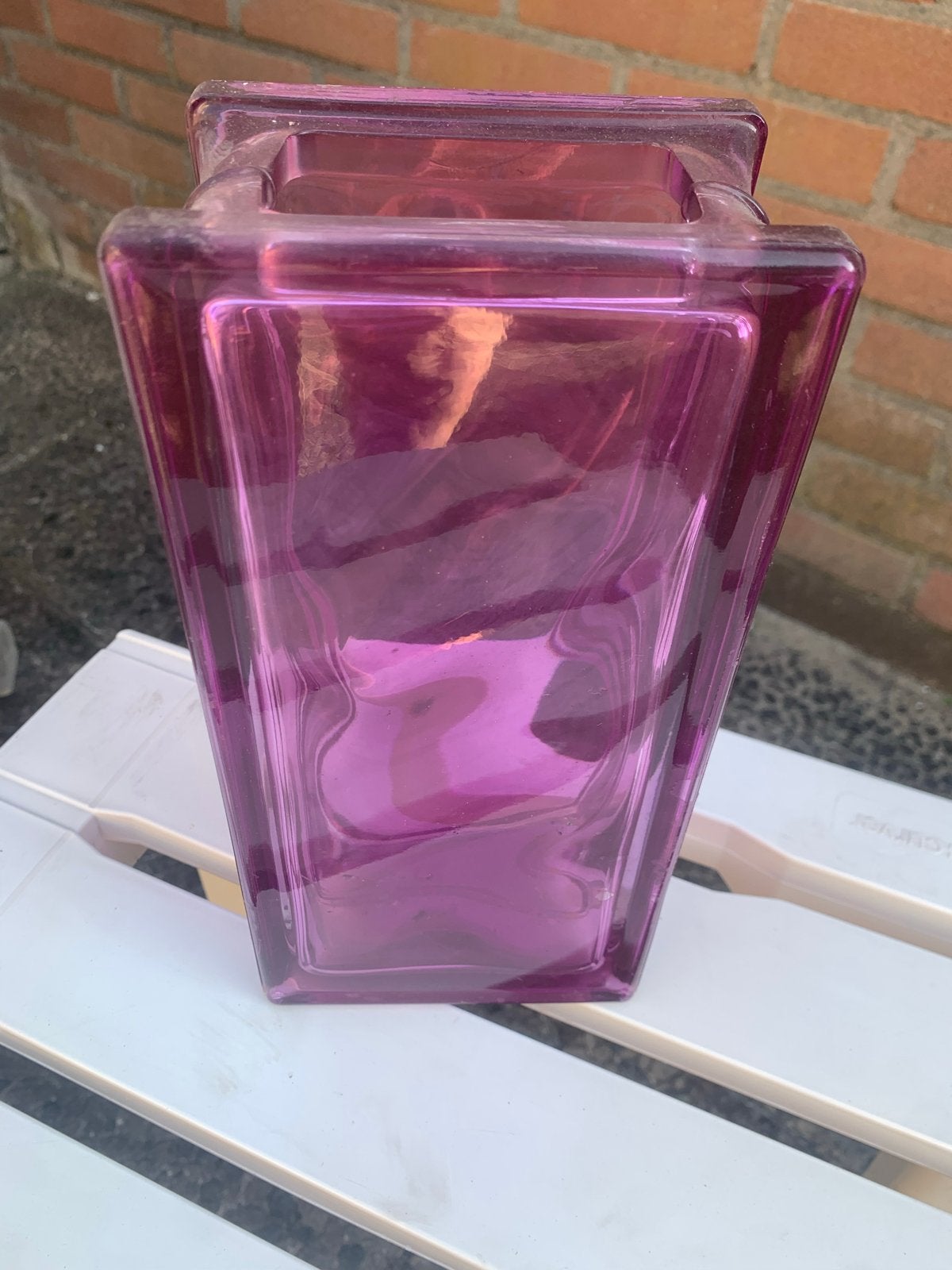 Paarse glazen vaas - Modern design 25 cm, Ophalen of Verzenden