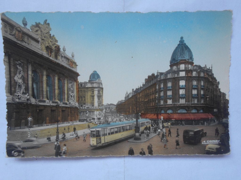 Lille (Nord) - Place du Théâtre tram koepel oud Lille 1920, Ophalen of Verzenden, Voor 1920, Gelopen, Frankrijk