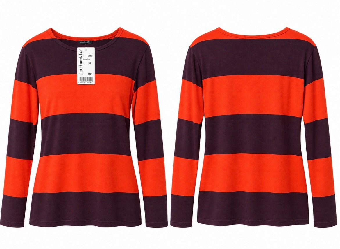 Marimekko Kaarisilta gestreept shirt lange mouw XXL, Kleding | Dames, Middelweg 30, Maat 46/48 (XL) of groter, Nieuw, Oranje