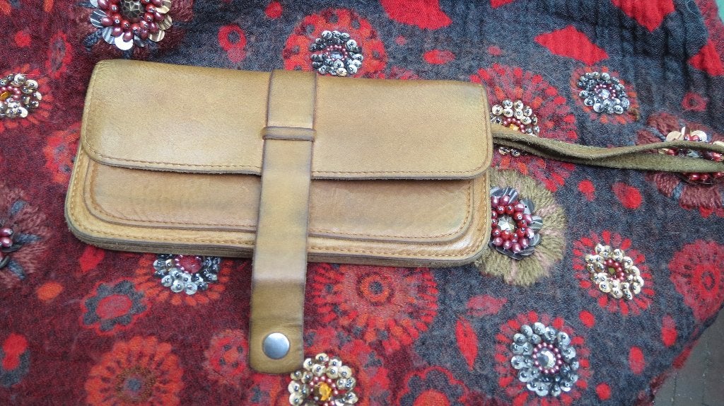 Keecie Top Secret, leren tas, clutch, telefoon, portemonnee, Overige merken, Gebruikt, Bruin, Verzenden