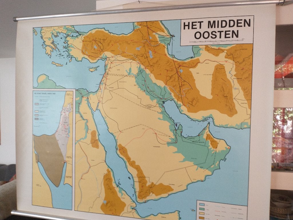 mooie schoolkaart van Saoedi Arabië, Jordanië,, Ophalen of Verzenden, Aardrijkskunde