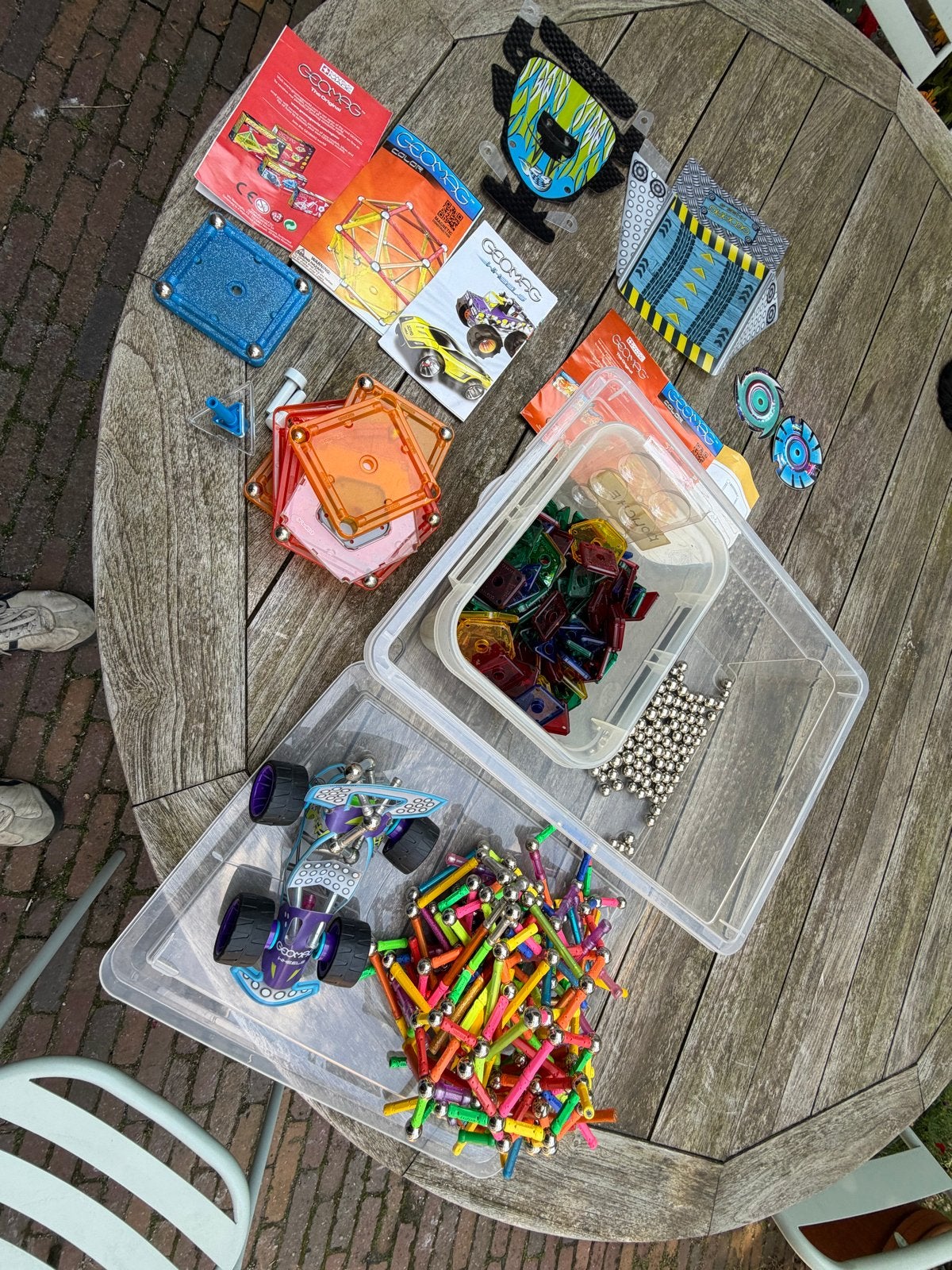 Grote Geomag set met magnetische bouwstenen en wielen, Ophalen of Verzenden, Gebruikt, Overige merken