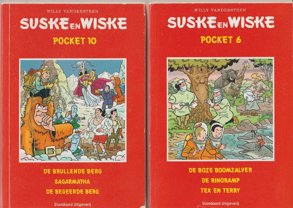Suske en Wiske Pockets nummer 6 + 10 + 14 + 15 met 12 titels, Meerdere stripboeken, Ophalen of Verzenden, Gelezen