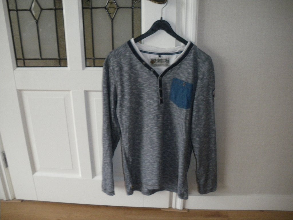 twinlife heel mooi blauw najaars shirt v hals maat medium, Ophalen of Verzenden, Zo goed als nieuw, Maat 48/50 (M), Blauw