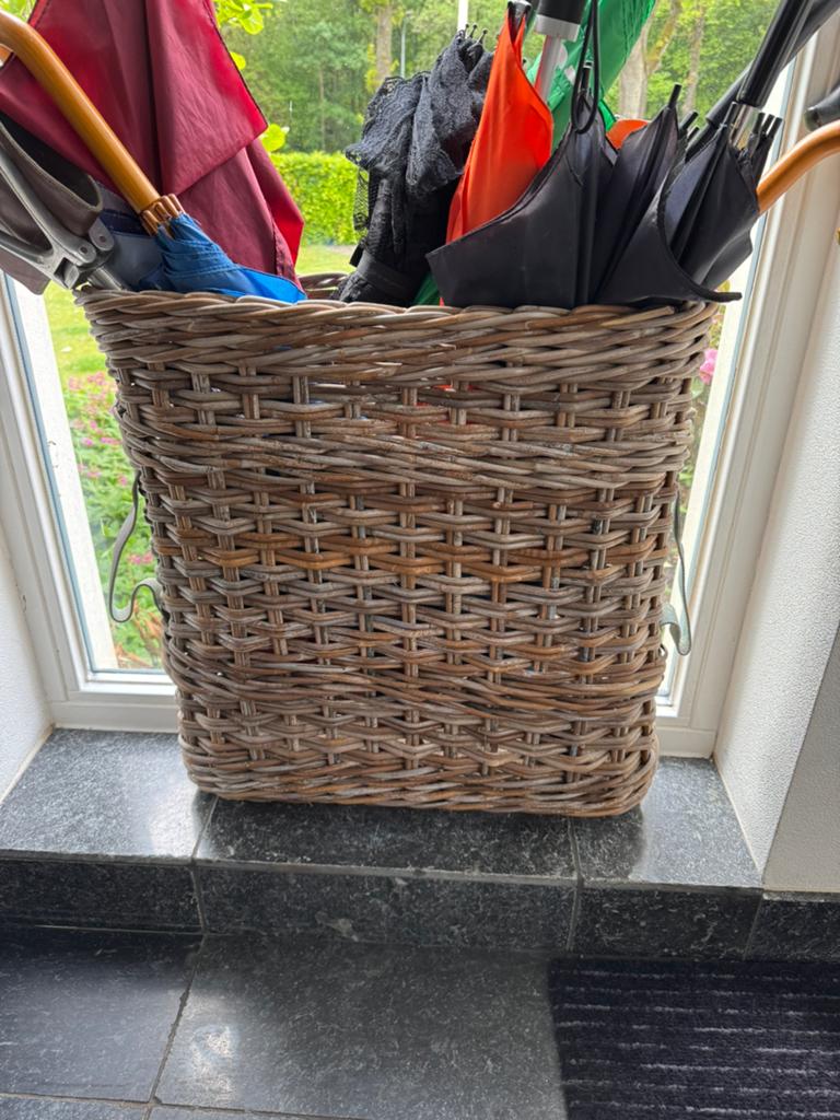 Rieten paraplubak met hengsels - stijl Riviera Maison, Ophalen, Gebruikt, Riet