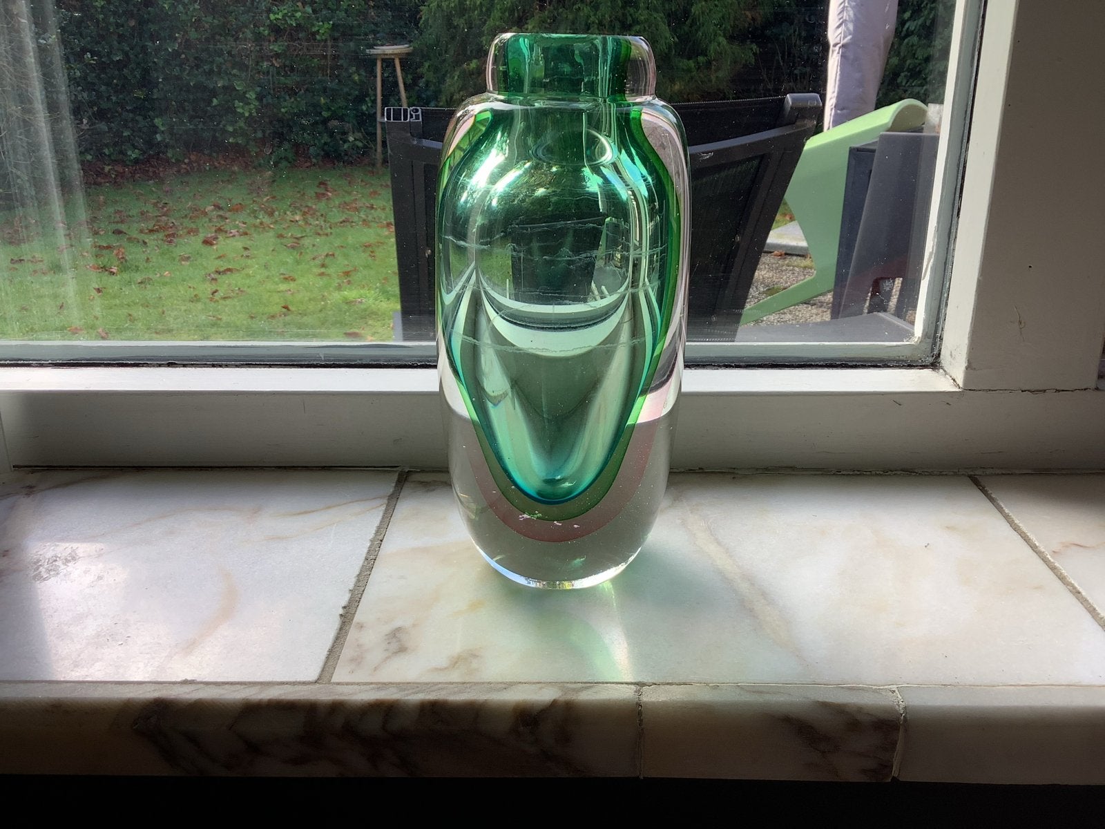 Pols Potten Kristallen Vaas - Groen, Ophalen of Verzenden, Gebruikt, Overige kleuren, Glas