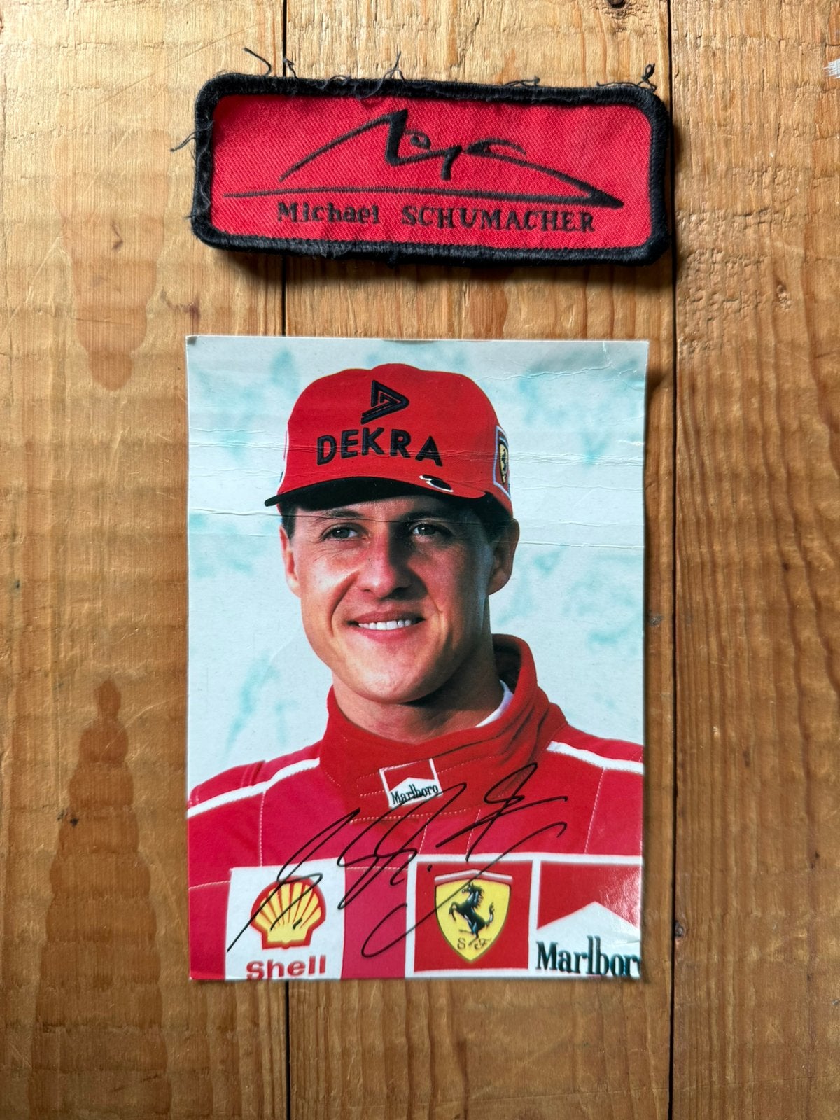 Michael schumacher f1, Ophalen of Verzenden, Gebruikt, Foto of Kaart, Gesigneerd