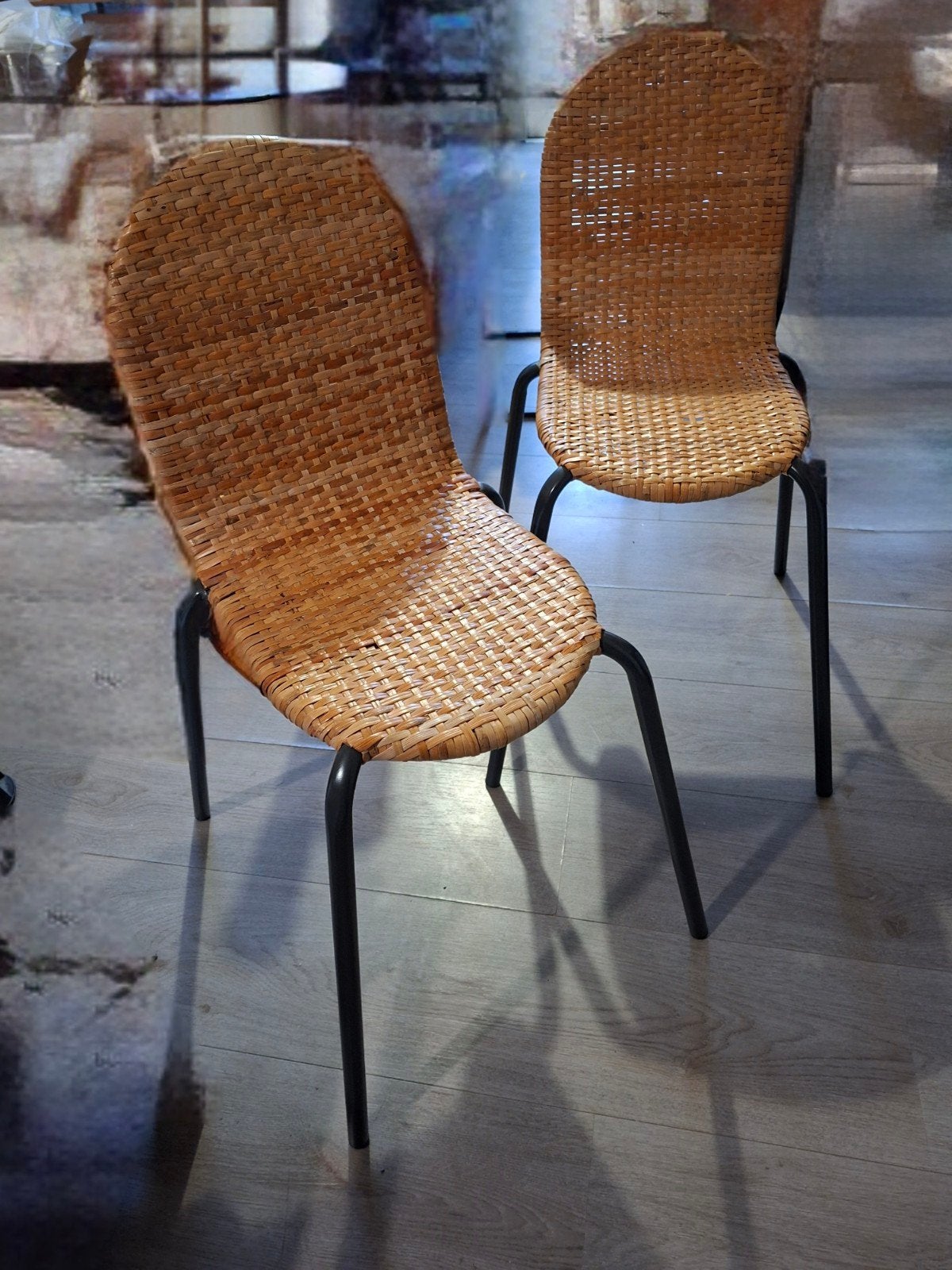 Terrasstoelen Rotan, Ophalen, Gebruikt, Bruin, Twee