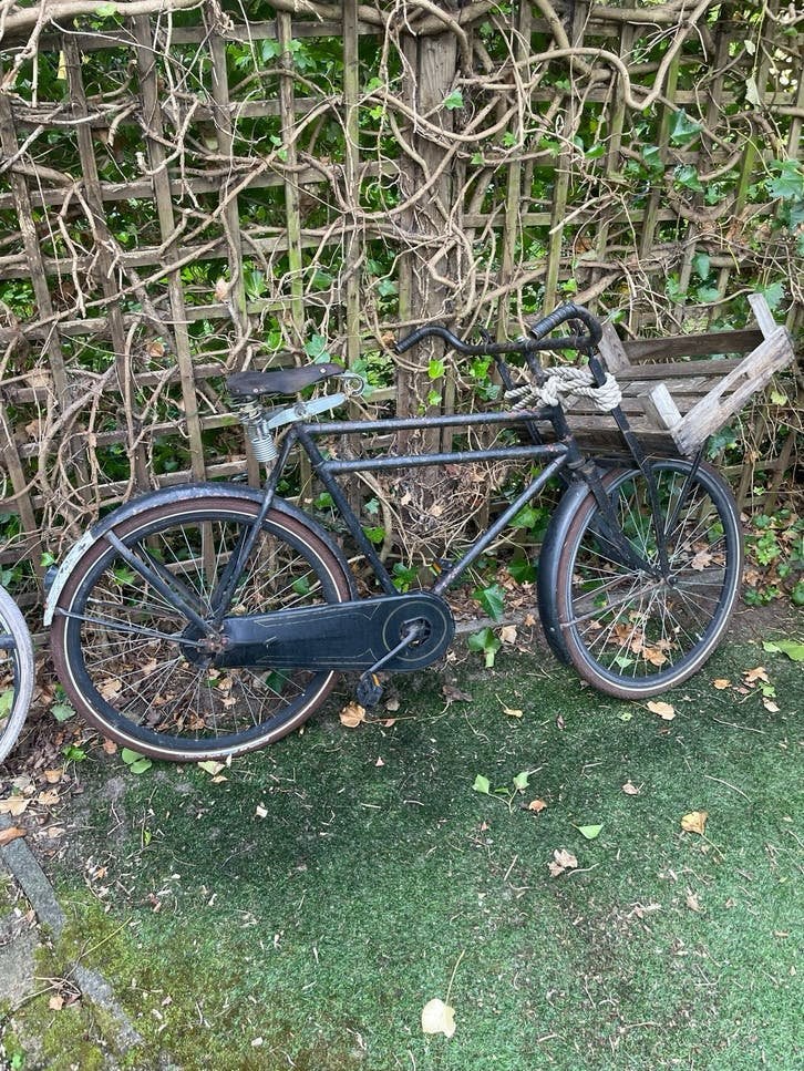Vintage transportfiets met houten krat, 55 tot 59 cm, Ophalen, Terugtraprem, Jaren '40