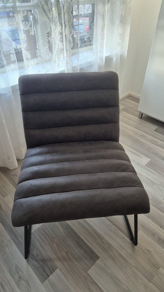 Grijze fauteuil, Huis en Inrichting, Ophalen, Minder dan 75 cm, Zo goed als nieuw, Metaal