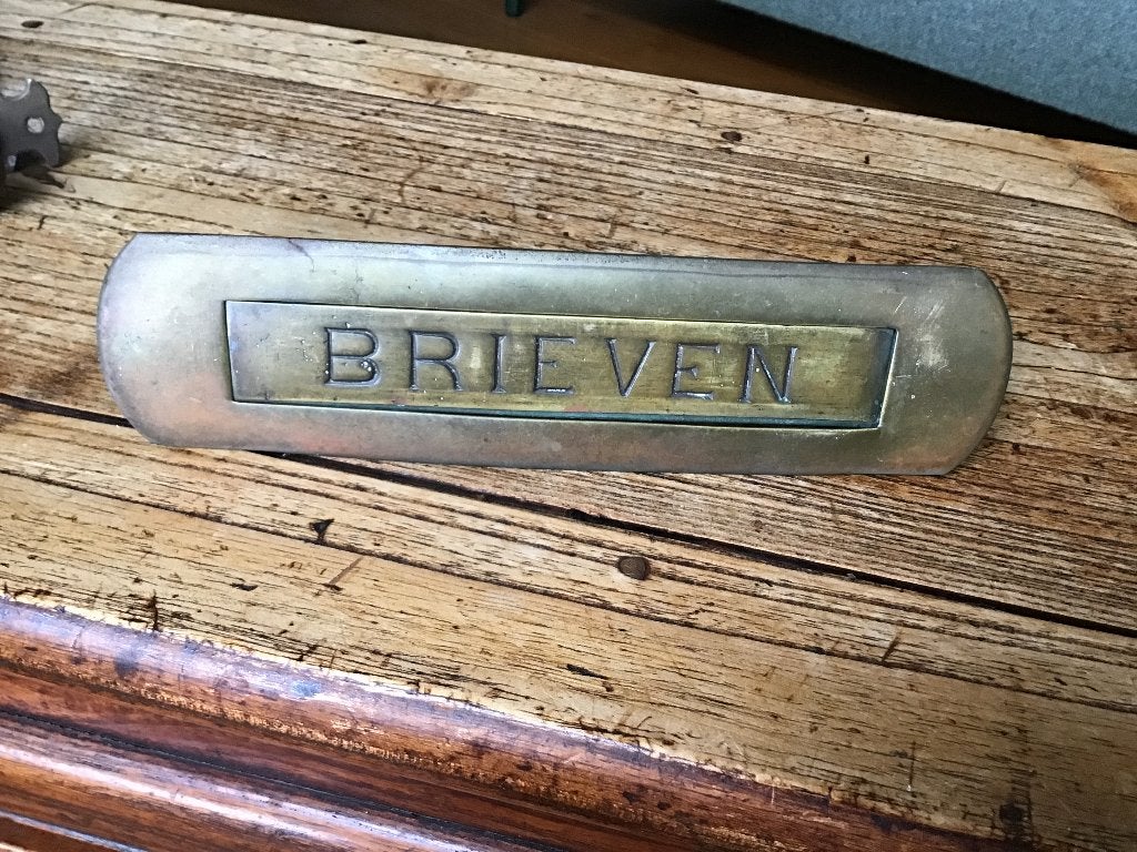 Koperen brievenbus klep, Ophalen of Verzenden, Gebruikt, Overige materialen, Brievenbusklep