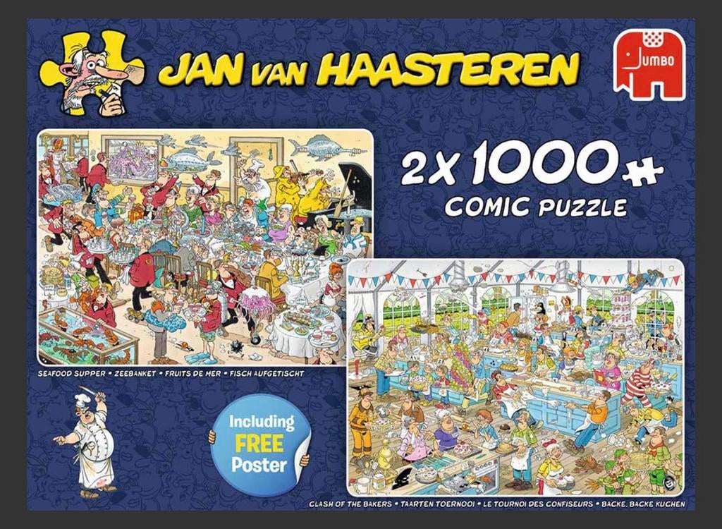 Jan van Haasteren puzzels 2x 1000, Ophalen, 500 t/m 1500 stukjes, Zo goed als nieuw