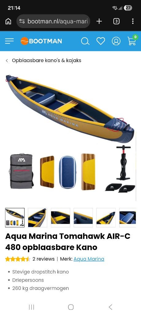 Opblaasbare 2 3 persoons kayak, Ophalen, Opblaasbaar, Nieuw, 2-persoons
