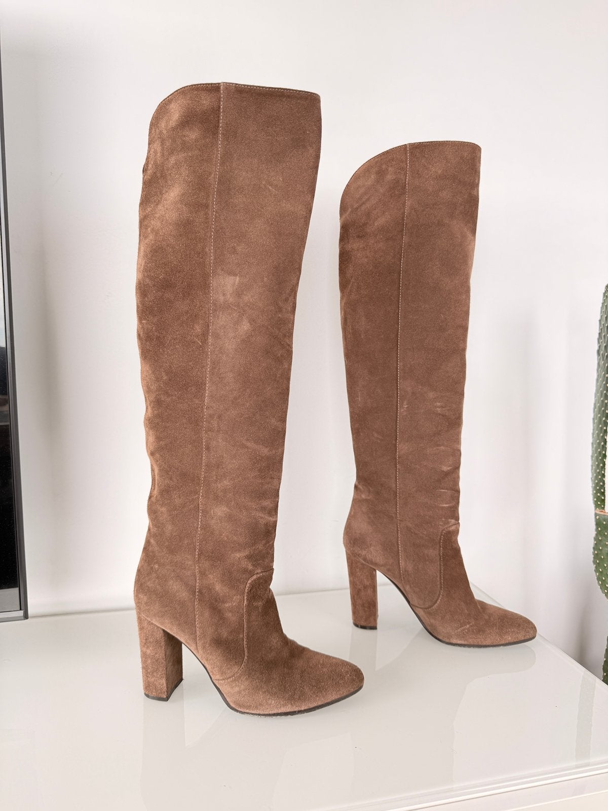Paul Warmer suede laarzen 37.5 bruin, Ophalen, Zo goed als nieuw, Bruin, Hoge laarzen