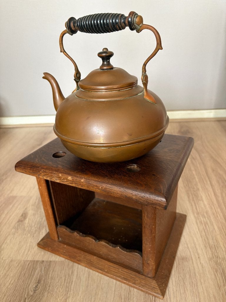 Houten stoof met koperen ketel, Ophalen of Verzenden, Koper