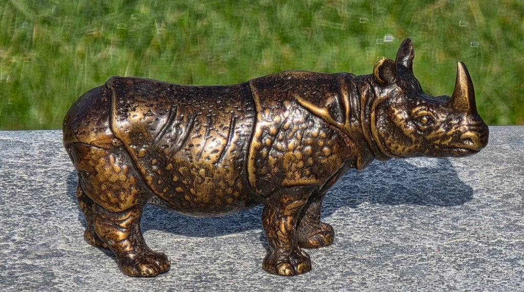 NEUSHOORN / bronzen beeld / 6,5 cm hoog, Ophalen of Verzenden, Wild dier, Beeldje of Figuurtje