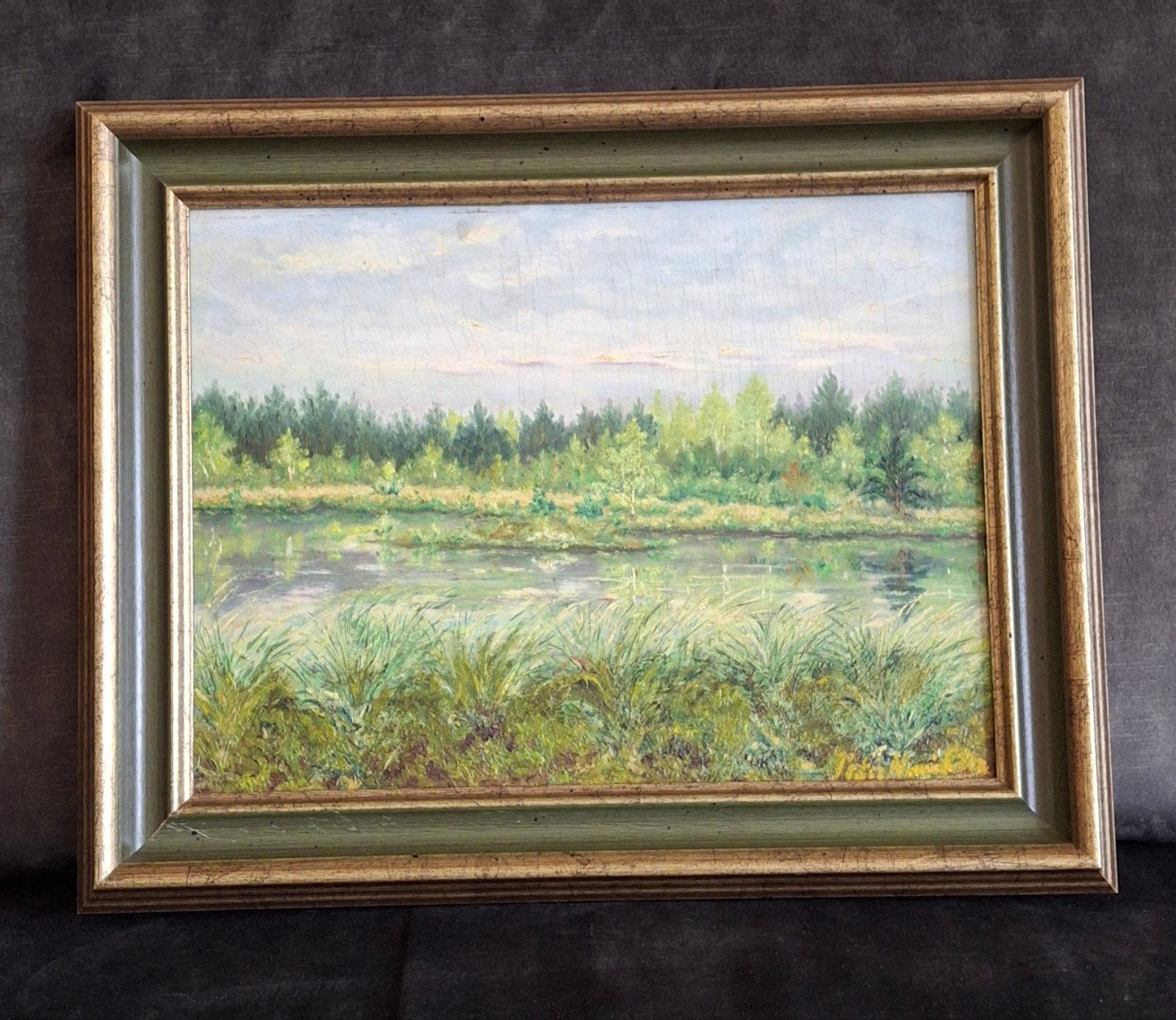 Impressionistisch ven landschap van P. Meertens op hout, Ophalen of Verzenden
