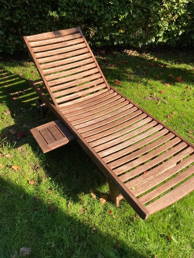 Teakhouten ligstoel, Tuin en Terras, Ophalen, Gebruikt, Teakhout, Verstelbaar