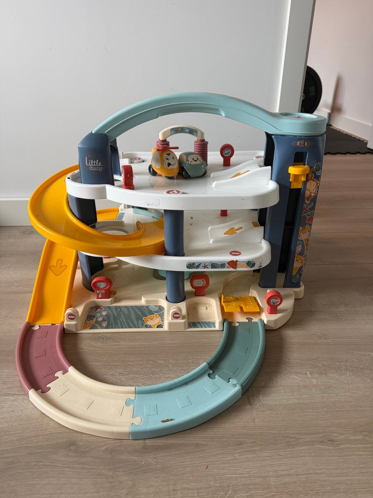 Little Smoby Autogarage - met Auto en Helikopter, Ophalen, Gebruikt