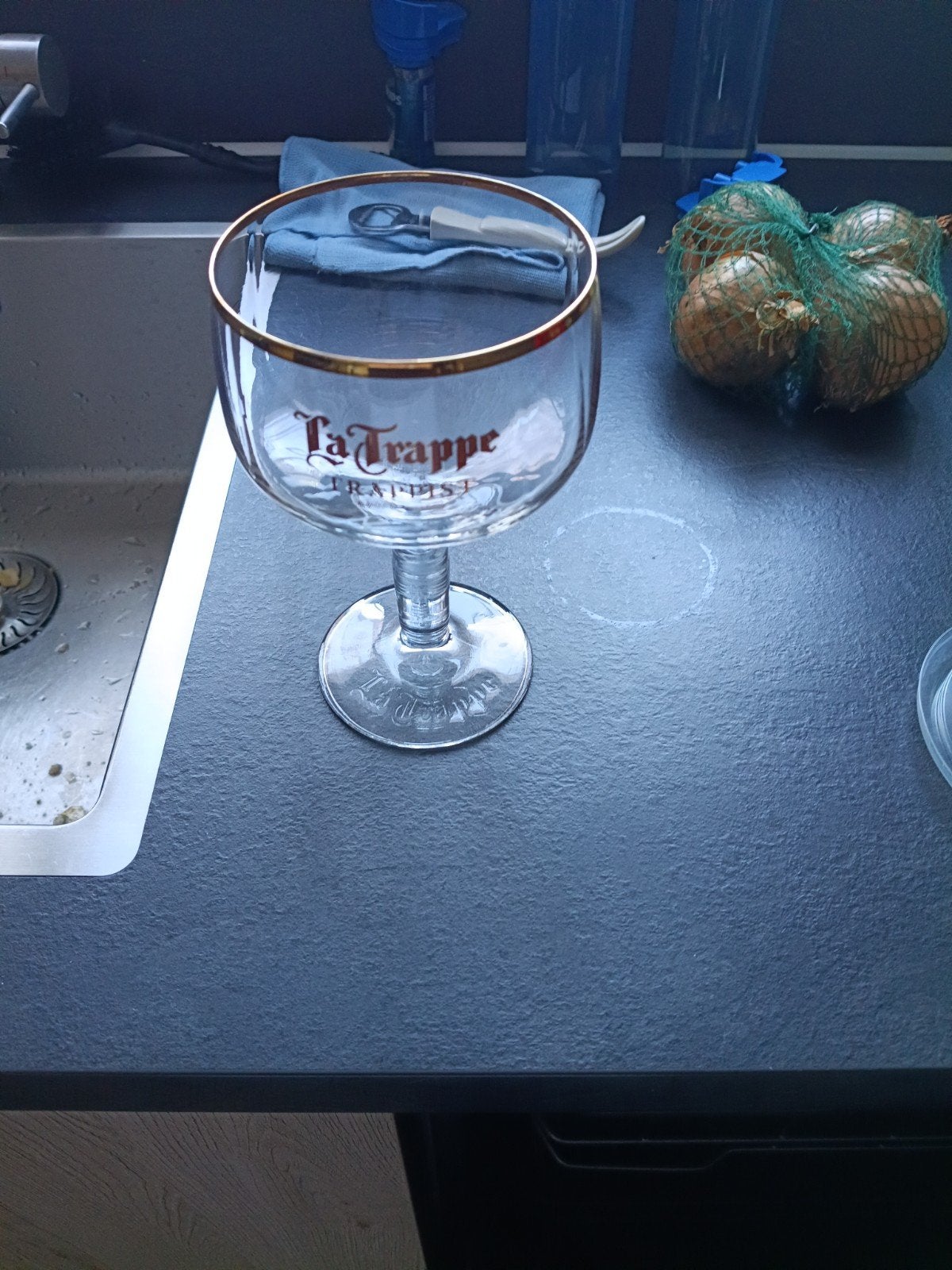 La Trappe Trappist bierglas met gouden rand, Ophalen, Zo goed als nieuw, Overige merken, Glas