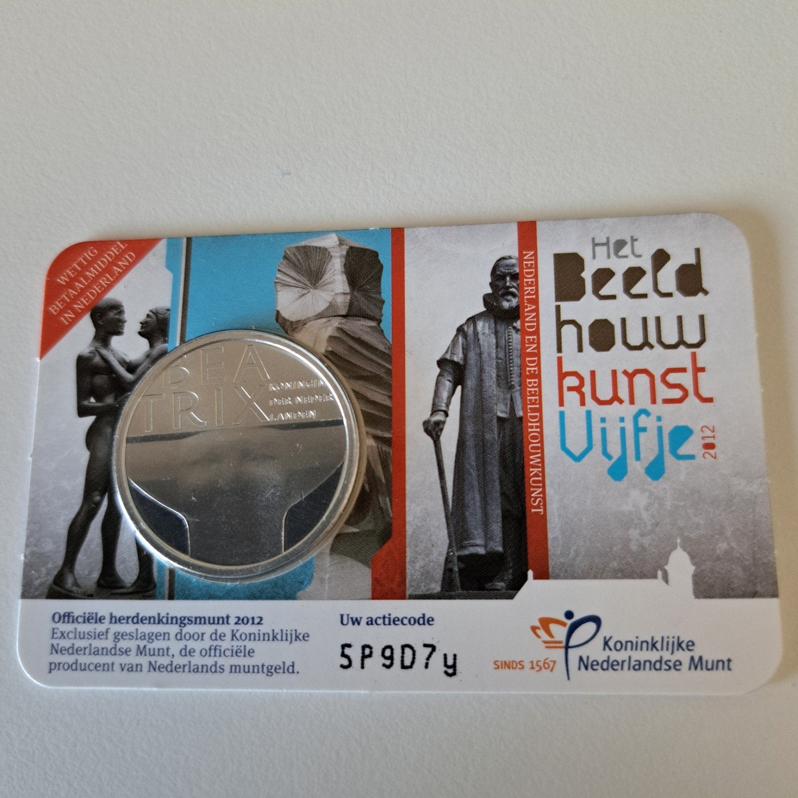 Het Beeldhouwkunst Vijfje 2012 Coincard, Ophalen of Verzenden, Euro's, Losse munt