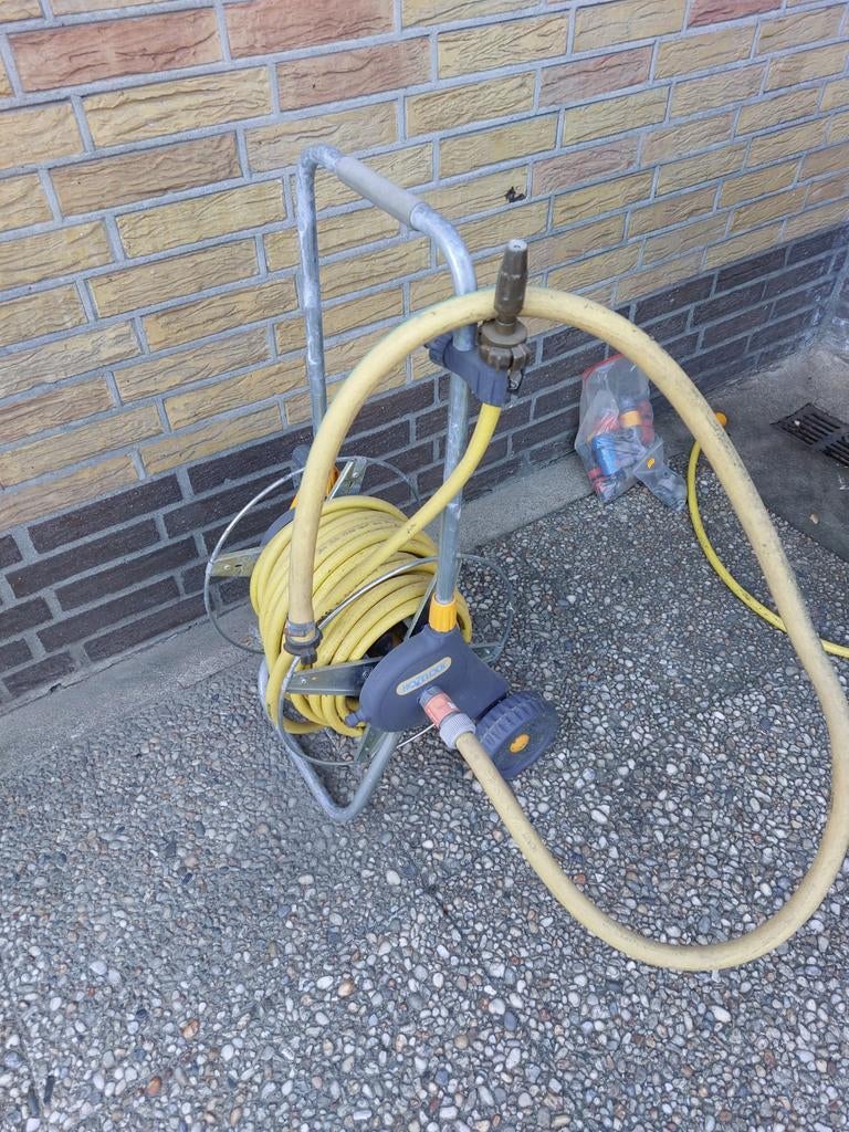 Slanghaspel 1/2 duims met tuinslang, Ophalen, Gebruikt, Tuinslanghaspel
