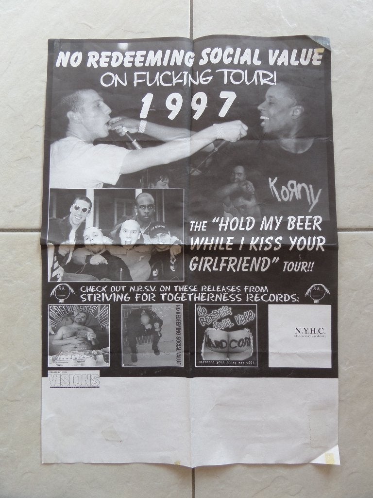 NO REDEEMING SOCIAL VALUE - tour 1997 poster, Ophalen of Verzenden, A1 t/m A3, Muziek, Rechthoekig Staand
