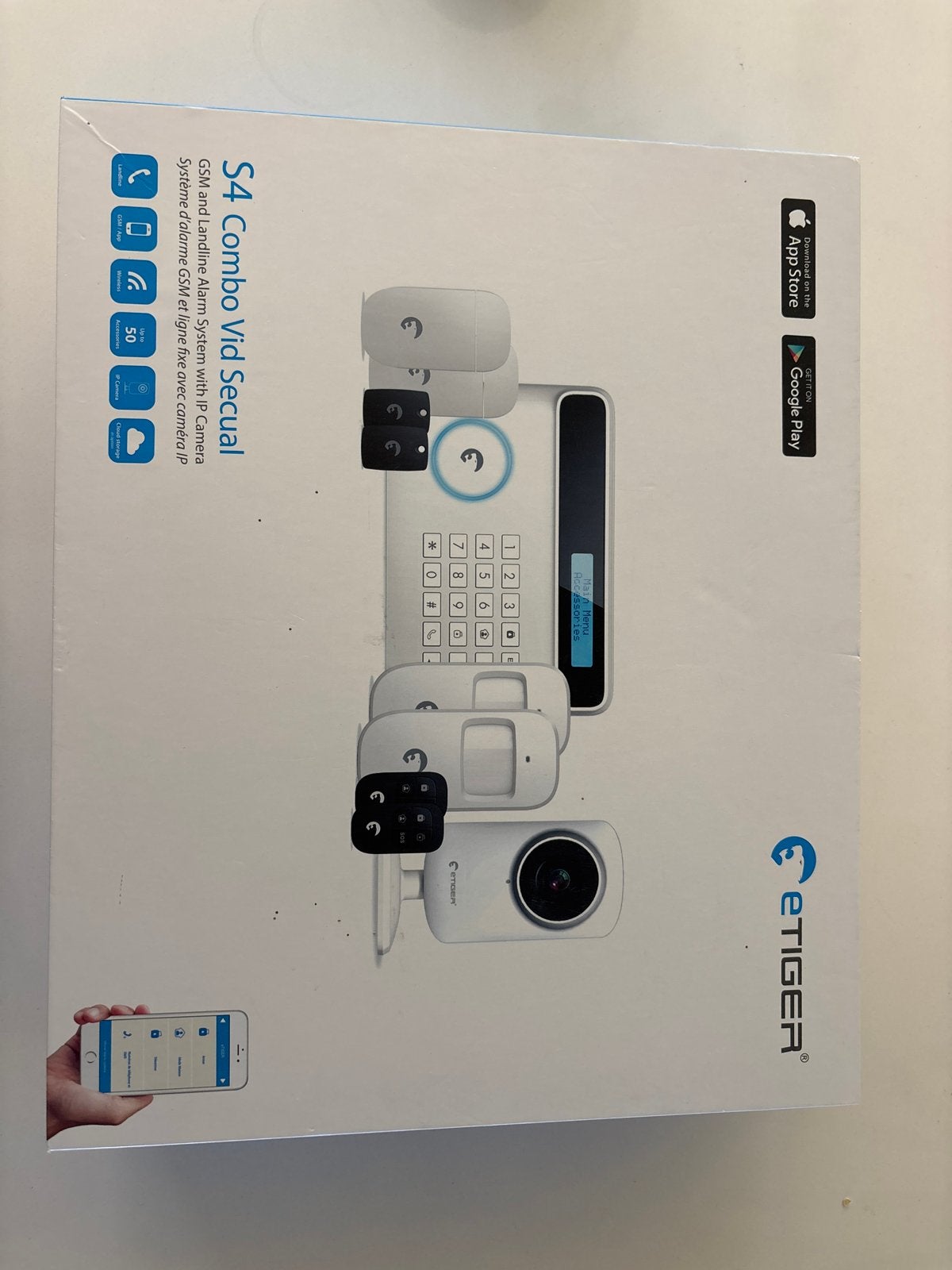 eTiger S4 Combo Vid Secual GSM & Landline Alarm Systeem, Doe-het-zelf en Verbouw, Alarmsystemen, Ophalen, Beweging, Zo goed als nieuw