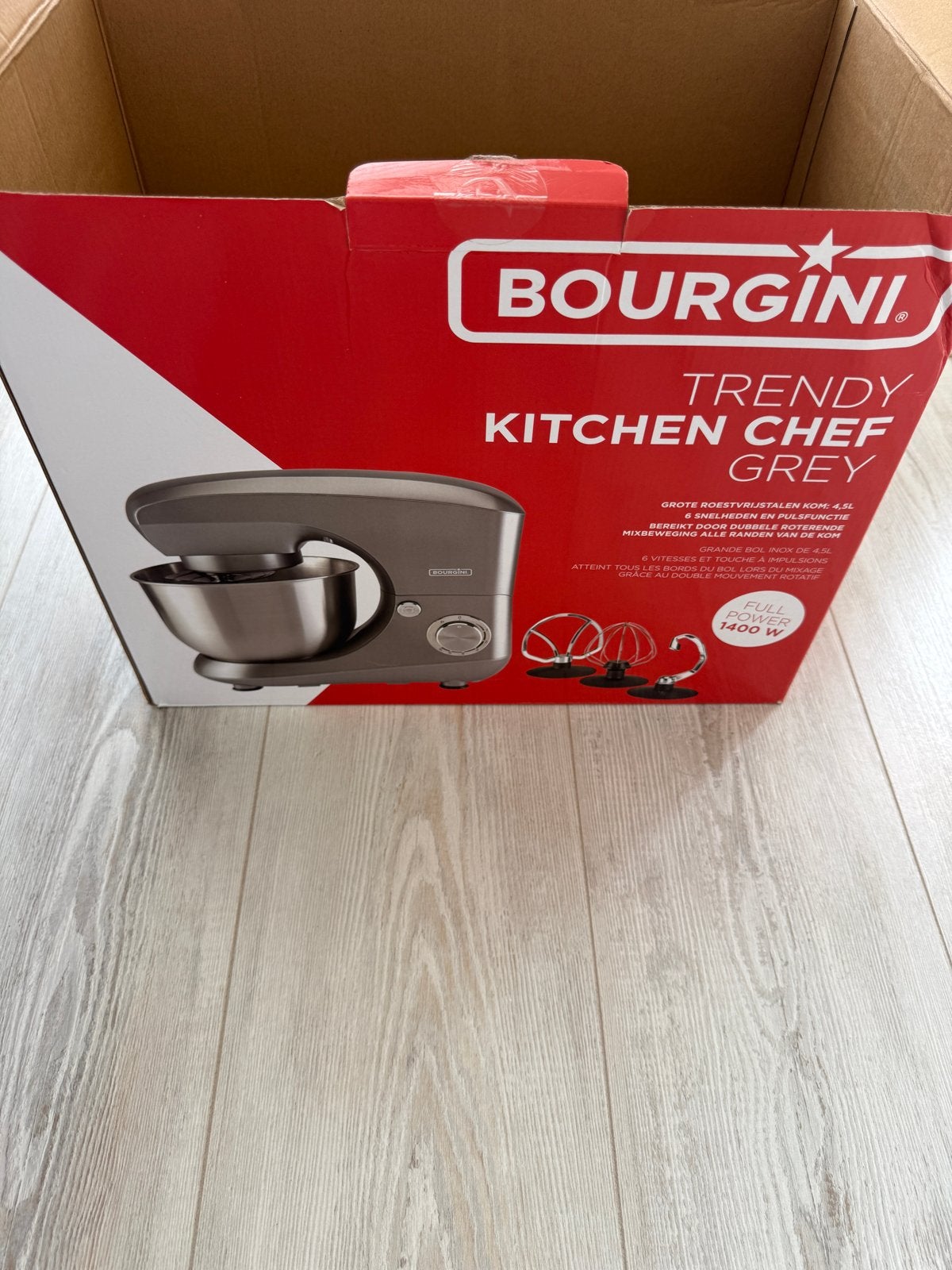 Bourgini Trendy Kitchen Chef Grey Keukenmachine, 4 liter of meer, Ophalen of Verzenden, Zo goed als nieuw, 3 snelheden of meer