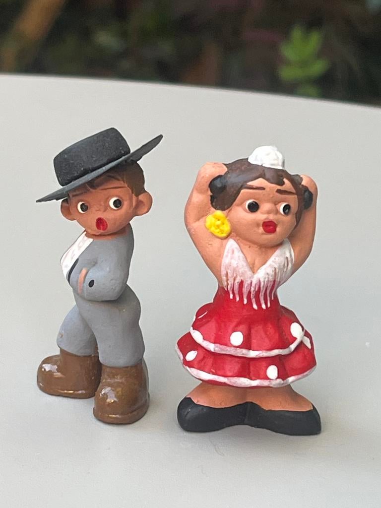 Vintage Spaanse Kleibeeldjes - Danser en Danseres, Ophalen of Verzenden, Zo goed als nieuw, Mens