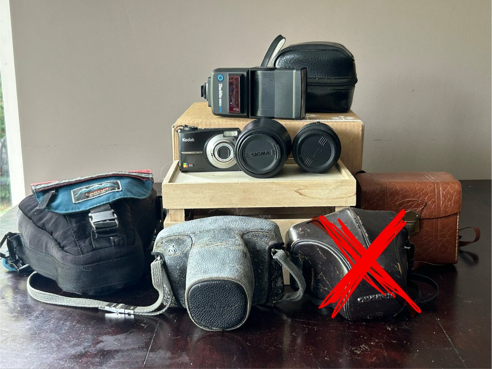 Partij oude camera's en accessoires - ideaal voor verzamelaa, Audio, Tv en Foto, Verzenden, Gebruikt, Spiegelreflex, Overige Merken