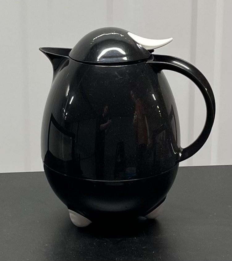 Vintage Leifheit Columbus Koffiekan / Thermoskan – Zwart/Wit, Huis en Inrichting, Kunststof, Ophalen of Verzenden, Zwart, Overige merken