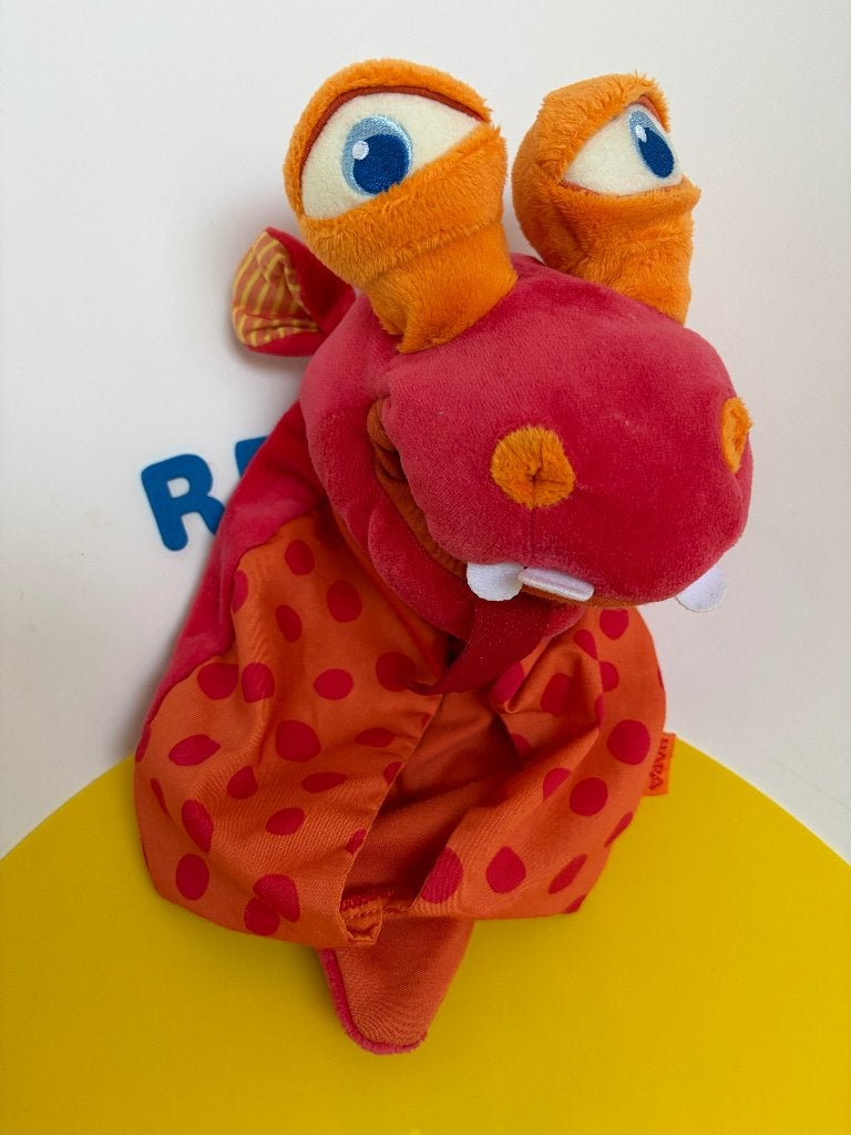K3115 Haba handpop draak rood, Ophalen of Verzenden, Zo goed als nieuw, Overige typen