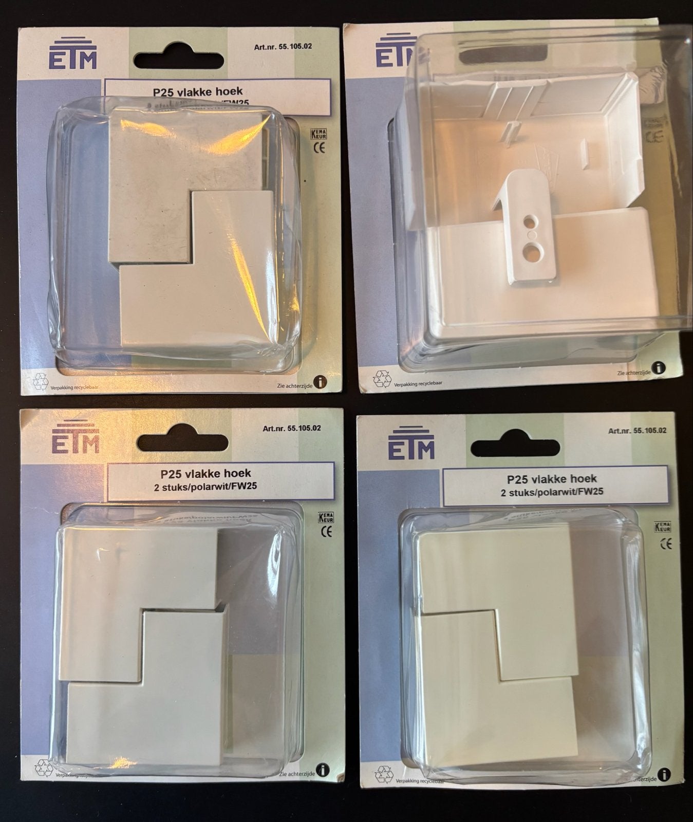 ETM P25 Vlakke Hoek - 3 stuks/polairwit/FW25, Ophalen of Verzenden, Nieuw, Overige merken, Overige typen