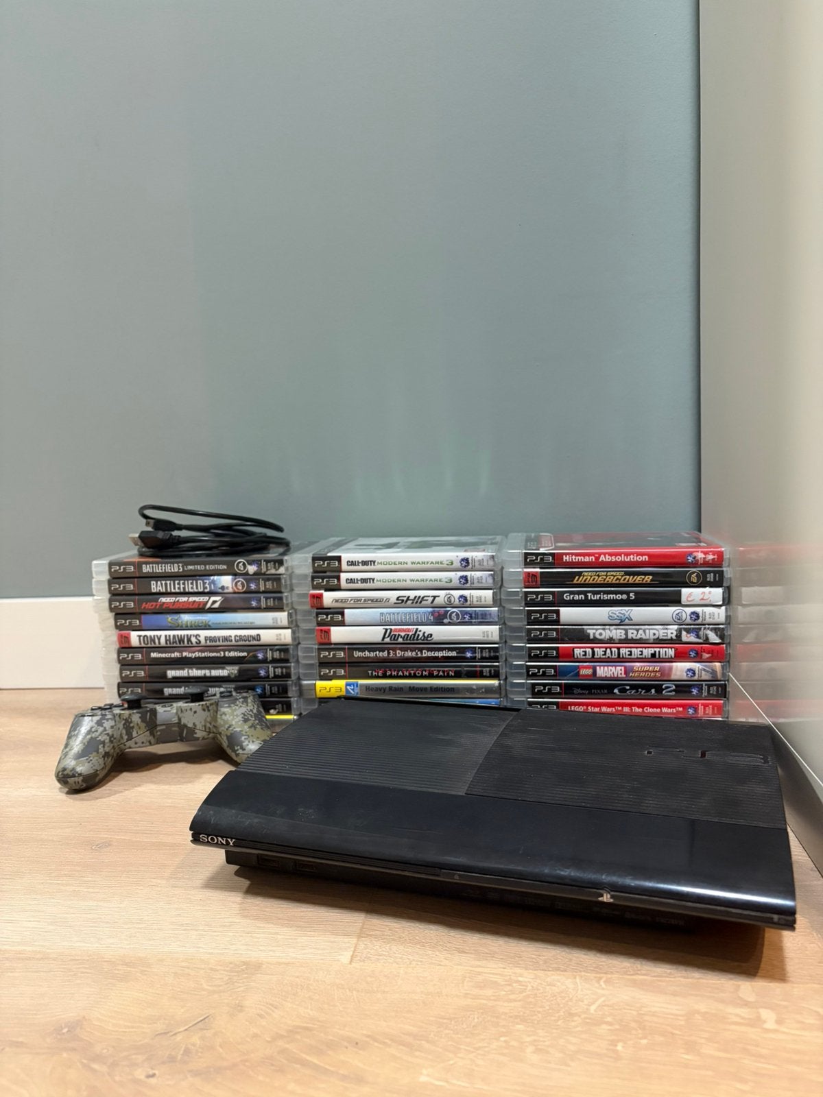 Playsation 3 super slim + spellen, Ophalen, Met games, Super Slim, Met 1 controller