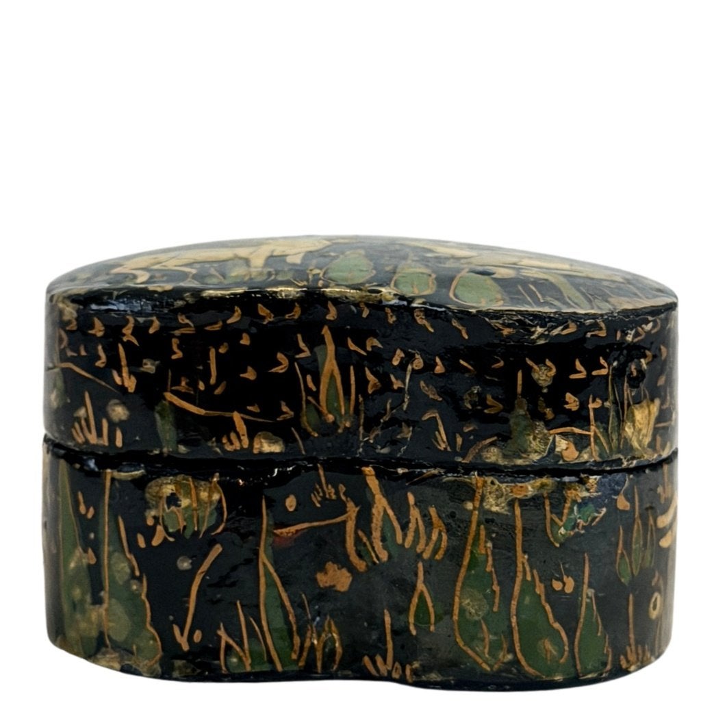 Kashmir papier-maché doos – hartvorm – ca. 1920, Antiek en Kunst, Overige herkomsten, Ophalen of Verzenden, Overige typen, Natuurlijk materiaal